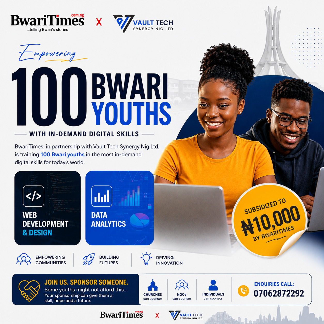 Bwari Youth Empowerment: BwariTimes Partners Vault Tech Synergy to Train 100 Youths in Digital Skills